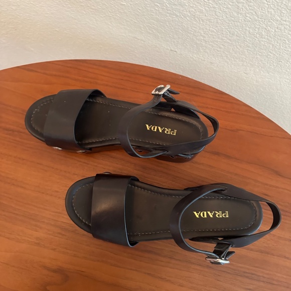 Like New Prada Platform Black Stud Sandal Wooden Clog Size 40 - Picture 11 of 11